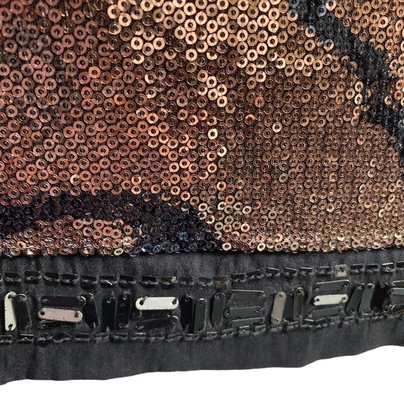 HALE BOB Sequin Tank Top Small Black Brown Metallic Celebrity Style - Picture 6 of 9
